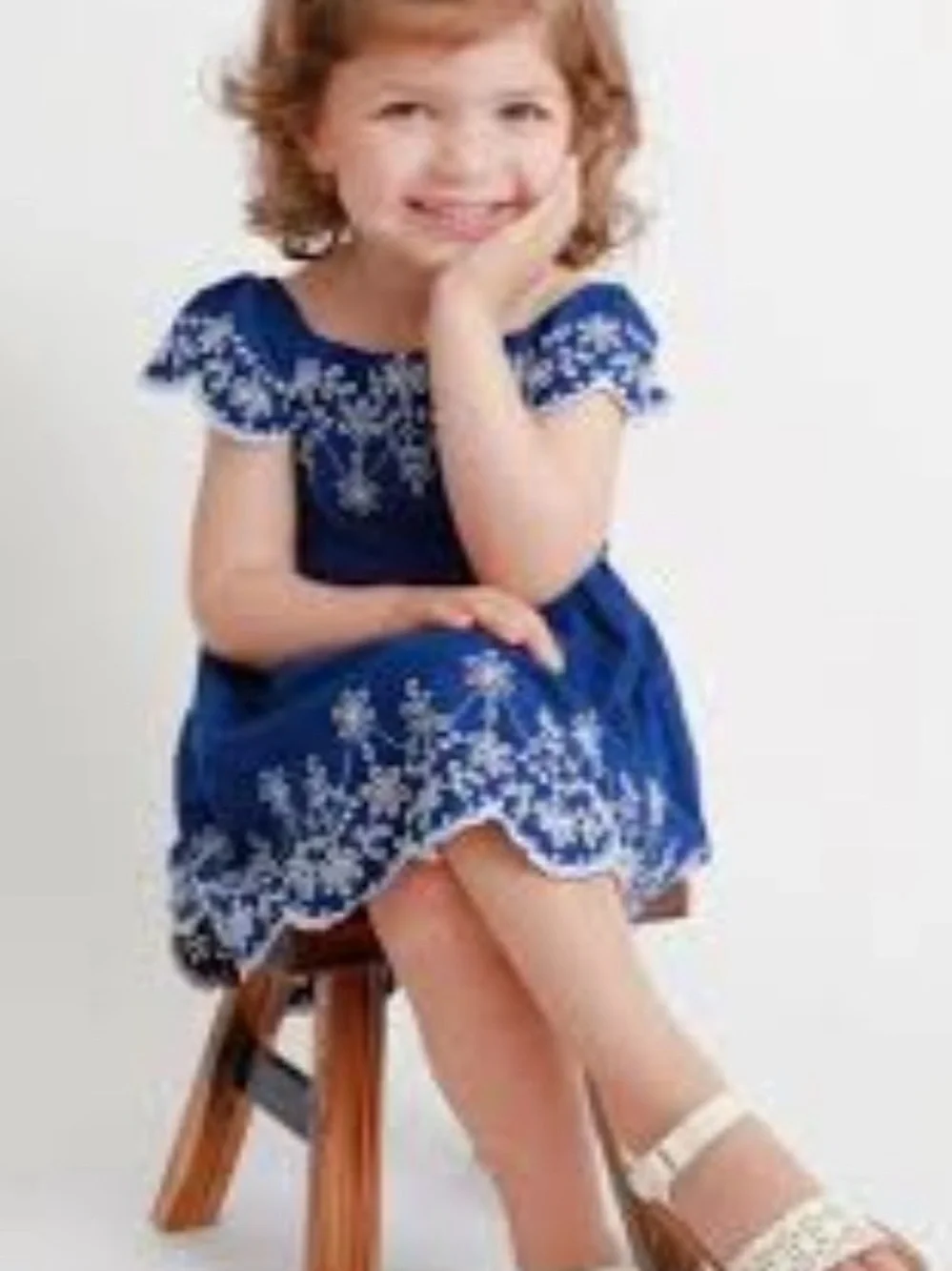 Gymboree Blue Eyelet Fit And Flare Cotton Embroidered Dress